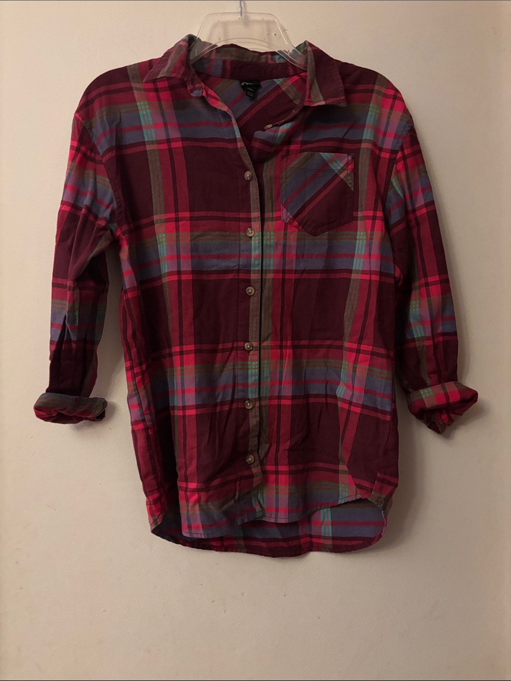 art class Burgundy and Pink Plaid Button-Down Shirt